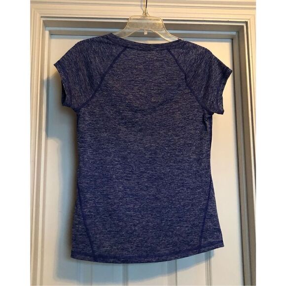 IDEOLOGY- NWT L Sz S Performance V-Neck RapiDry Tee in Deep Cobalt Heather. Cute - Picture 4 of 11